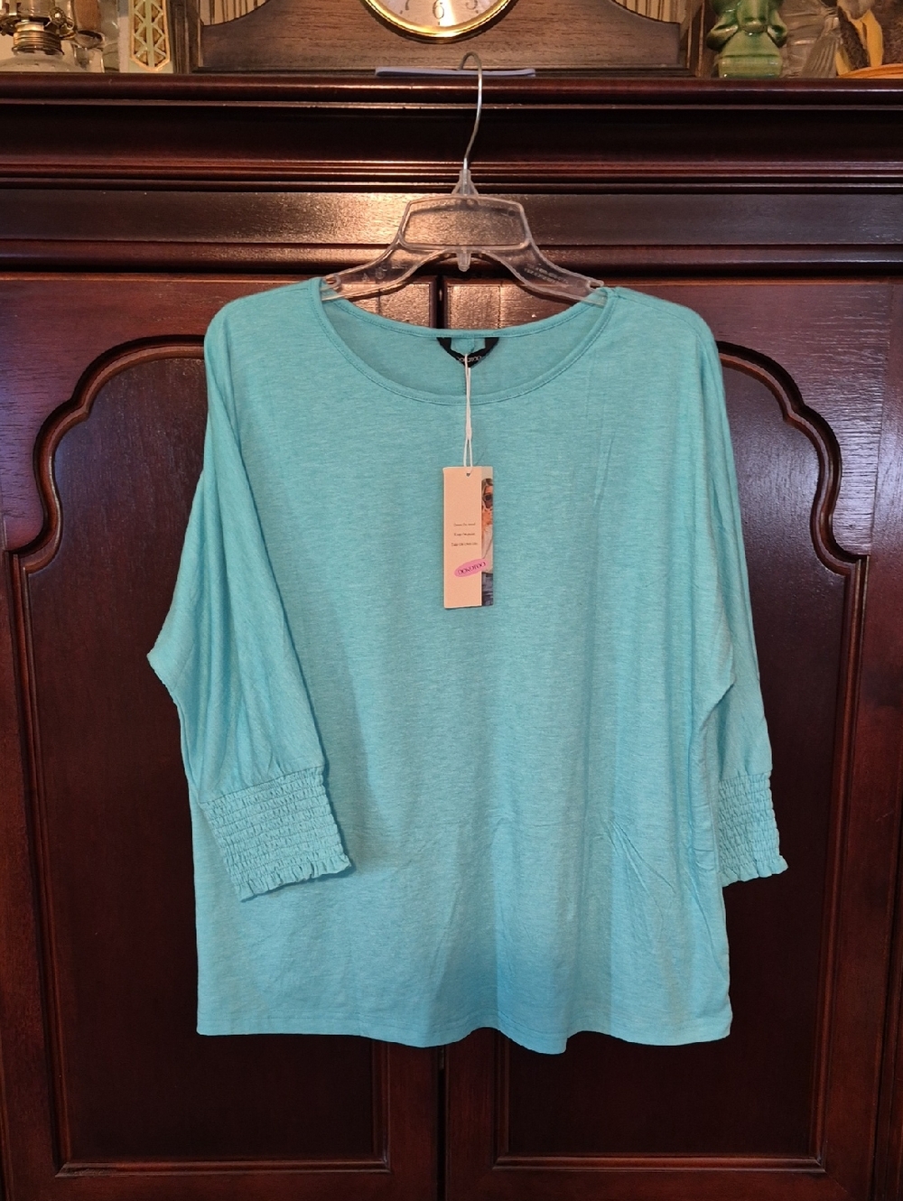 NEW Turquoise Top XL 3/4 Sleeve DOKOTOO